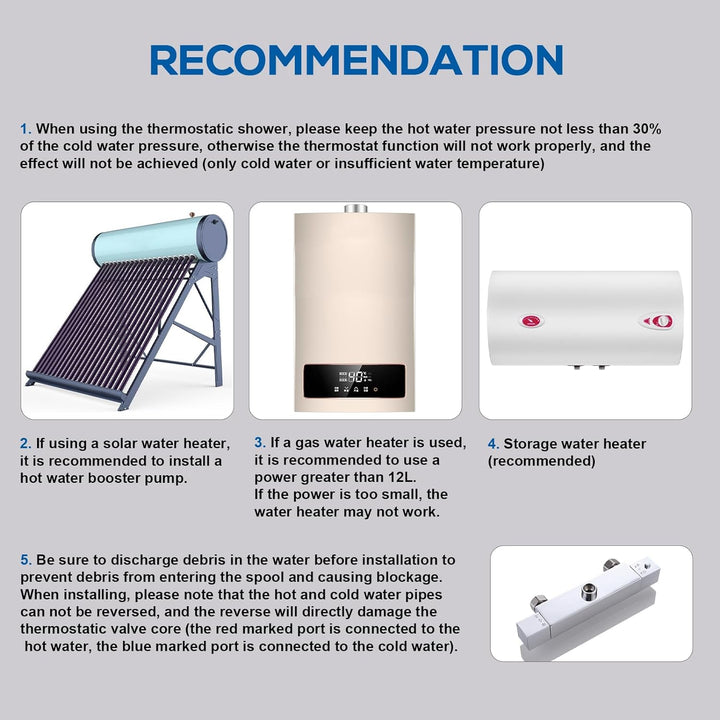 BONADE Duschsystem mit Thermostat, Regendusche mit Armatur, Edelstahl Duscharmatur Komplettset, Dusc