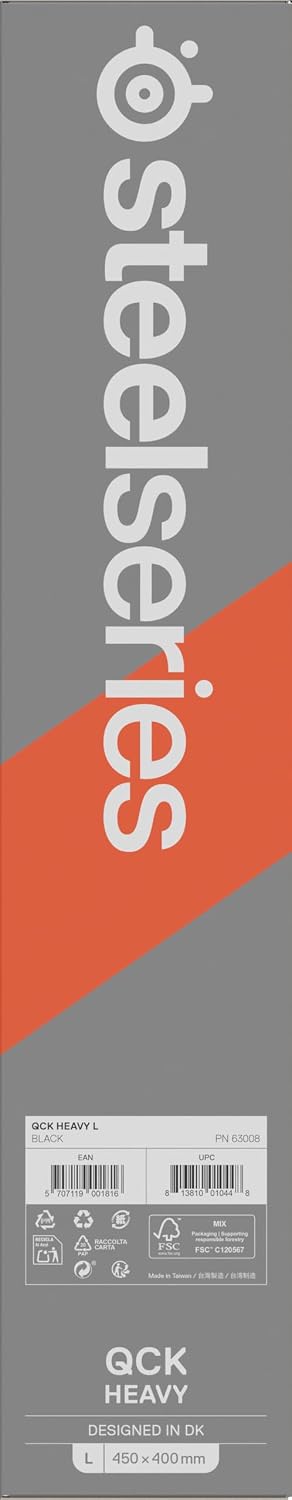 SteelSeries QcK Heavy - Gaming-Mauspad - Stoff - Gummiunterseite - Schwarz (450mm x 400mm x 6mm)