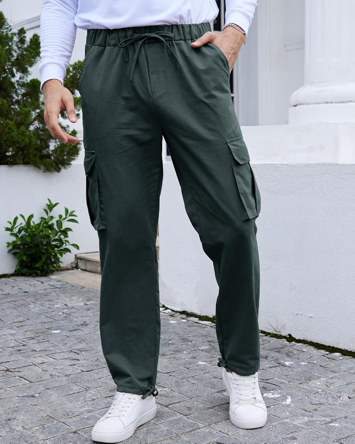 YAOHUOLE Herren Hose Lang Rangerhose Herren Hose Lang Regular Fit mit Taschen Elastischer Bund S 01