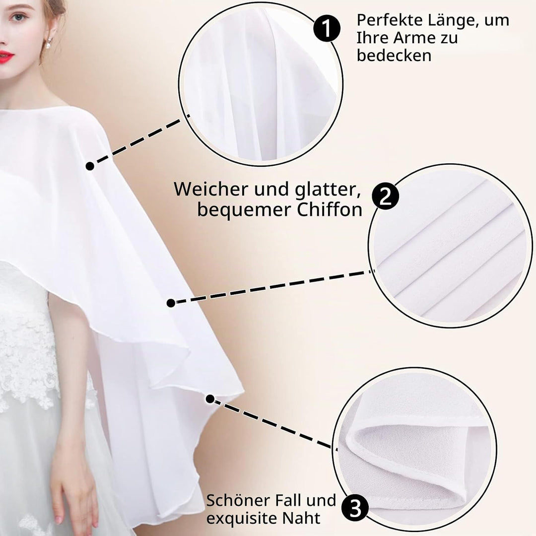 Ladiery Sheer Chiffon Capes Weiche Capelets für Frauen, leichte Tücher und Wraps für Abendpartykleid