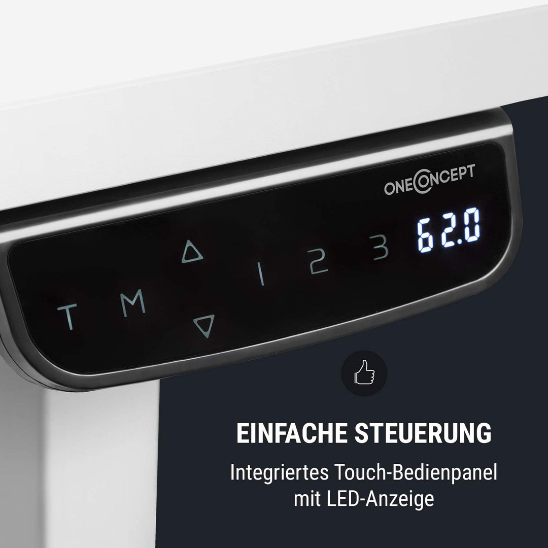 Oneconcept Schreibtisch, Elektrisch Höhenverstellbarer Schreibtisch, Sitz- & Stehtisch, Elektrischer