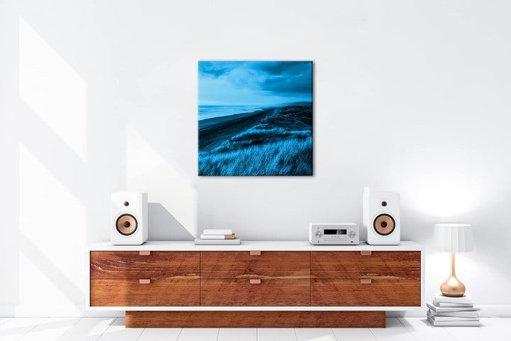 deyoli Neuseeland Küste Format: 60x60 Effekt: Monocrome Blau als Leinwand, Motiv fertig gerahmt auf
