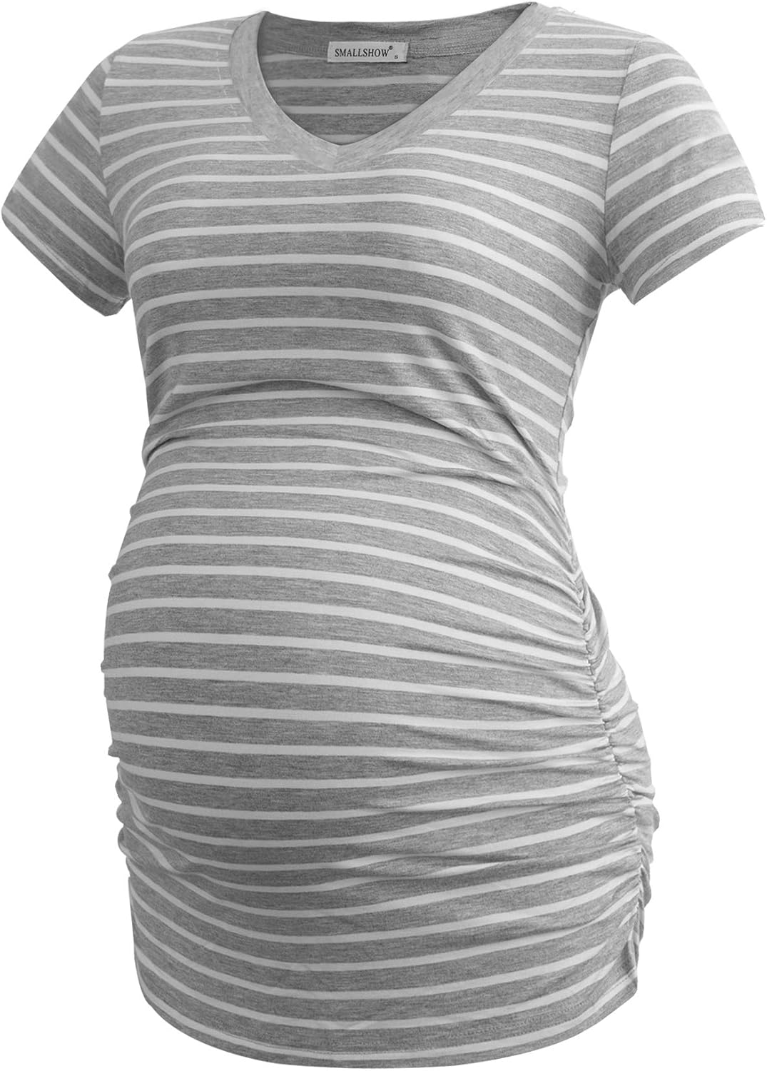Smallshow Damen Umstandstop V Hals Schwangerschaft Seite Geraffte Umstandskleidung Tops T Shirt 3 Pa