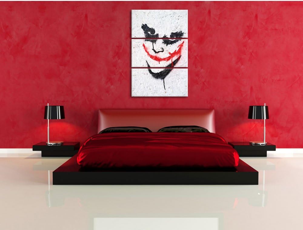 Pixxprint Joker Pinsel Effekt 3-Teiler Leinwandbild 120x80 Bild auf Leinwand