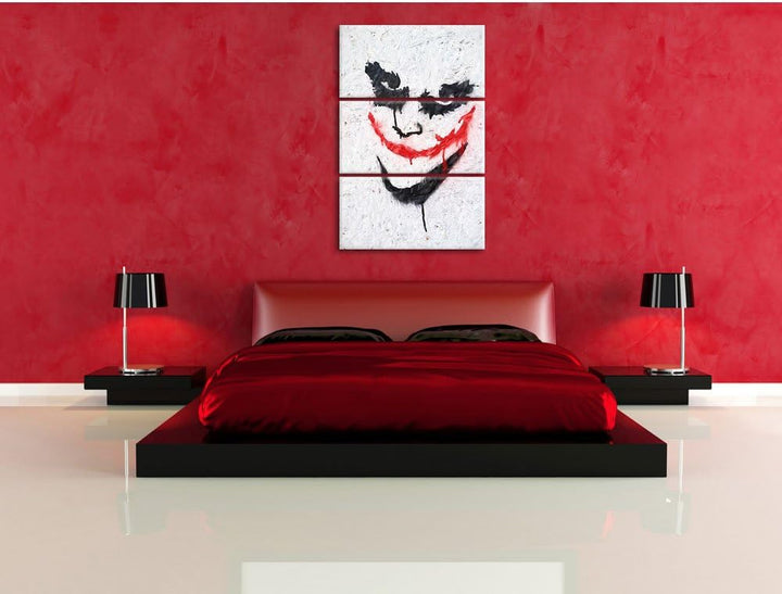 Pixxprint Joker Pinsel Effekt 3-Teiler Leinwandbild 120x80 Bild auf Leinwand