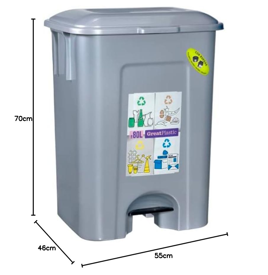 COM-FORT HOUSE | Mülleimer mit Pedal | Fassungsvermögen 80 Liter | Recyclingeimer | Küchenabfalleime