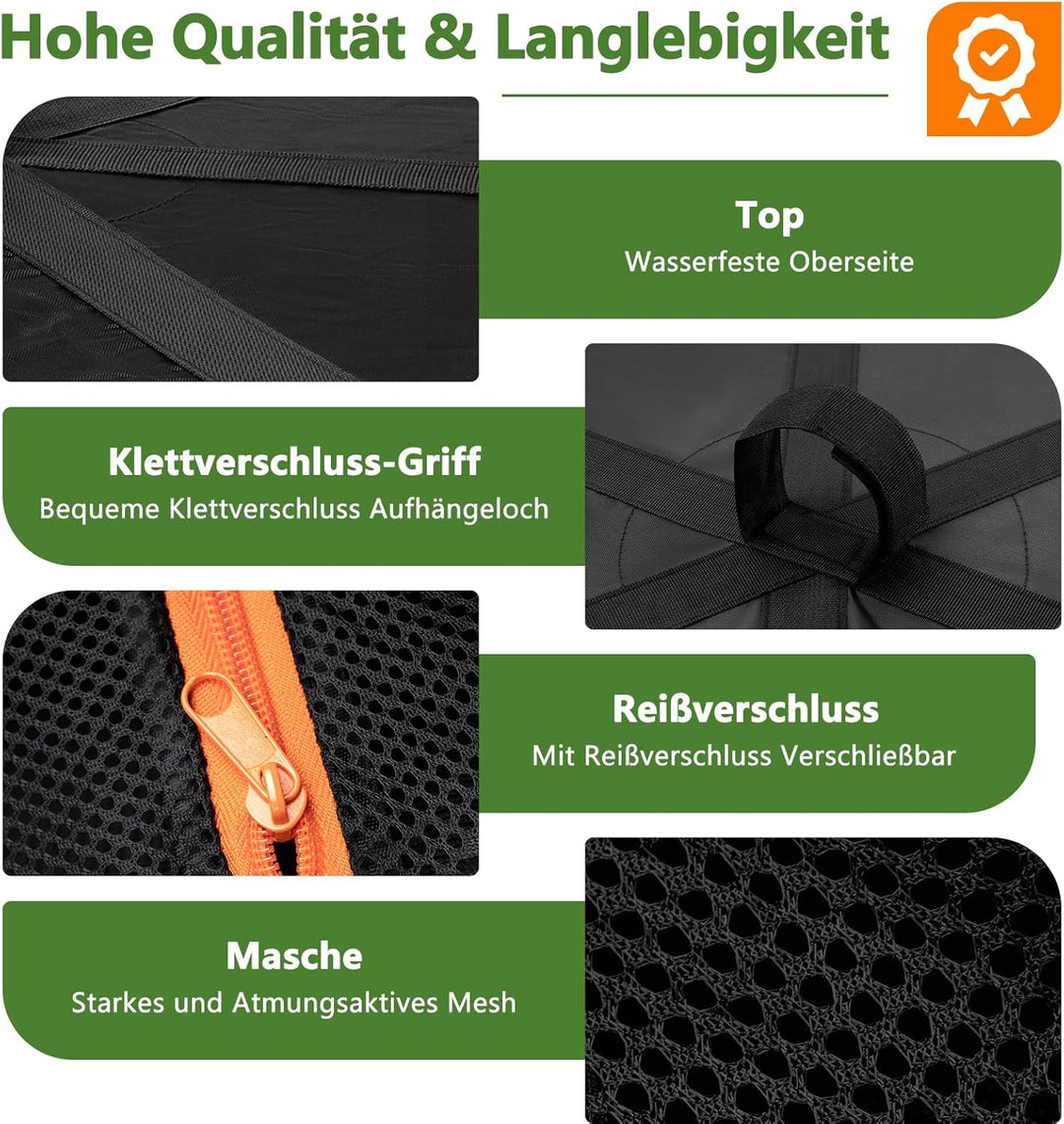 Desy & Feeci 8-lagiges Trockennetz für Kräuter, Blumen, Tee & mehr – Kräutertrockner mit Reissversch