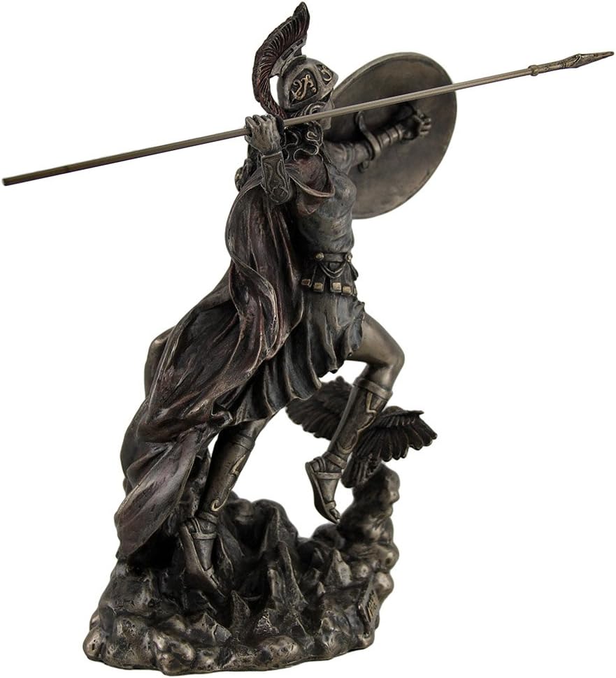 Athena Griechische Göttin der Weisheit & Krieg Werfen Javelin Bronze Finish Statue