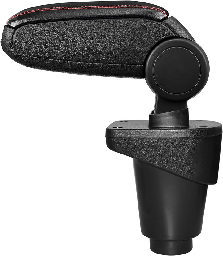 pro.tec] Mittelarmlehne - Armauflage mit Staufach - gepolstert - schwarz Kunst-Leder mit roten Nähte