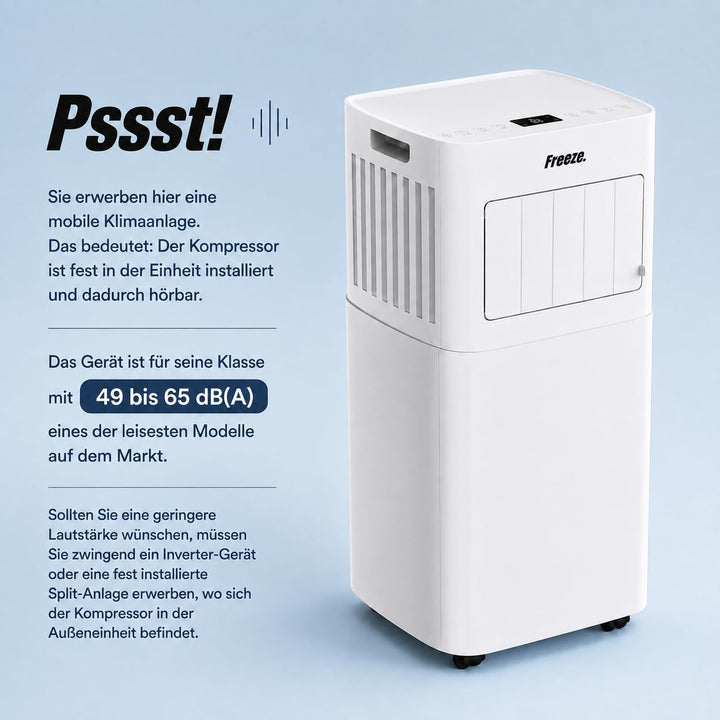 Freeze. nine 9000BTU Mobile Klimaanlage Weiss – Monoblock-Klimagerät mit LED-Display &amp; Fernbedienung