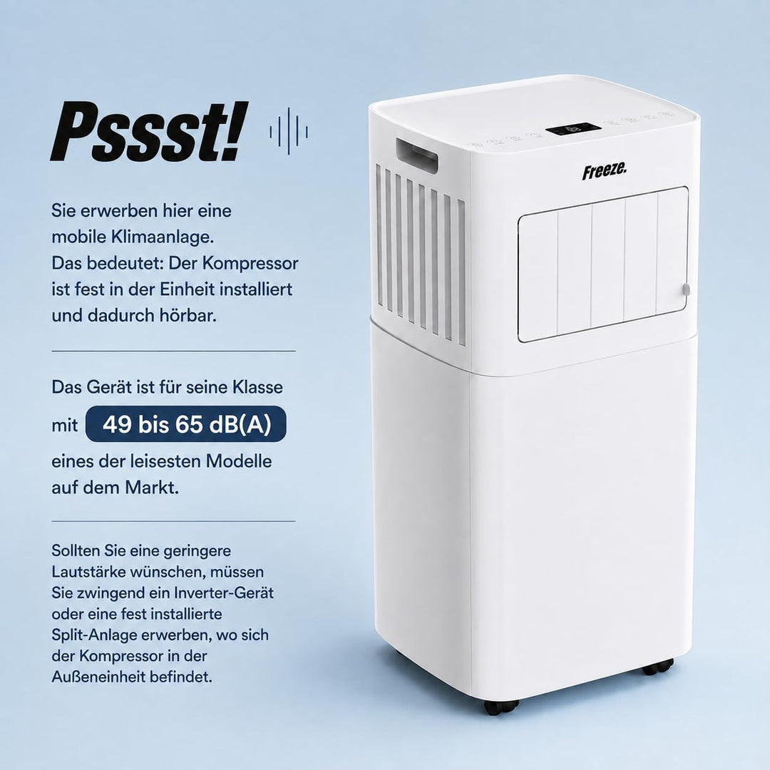 Freeze. nineH 9000BTU Mobile Klimaanlage mit Wärmepumpe, weiss, Monoblock-Klimaanlage und Heizung mi