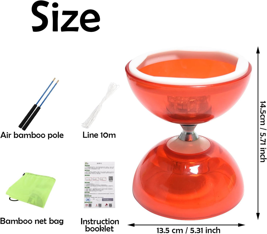 SagaSave Dreifachlager-Yoyo Diabolo Spielzeug mit professioneller Stange, langlebige transparente Be