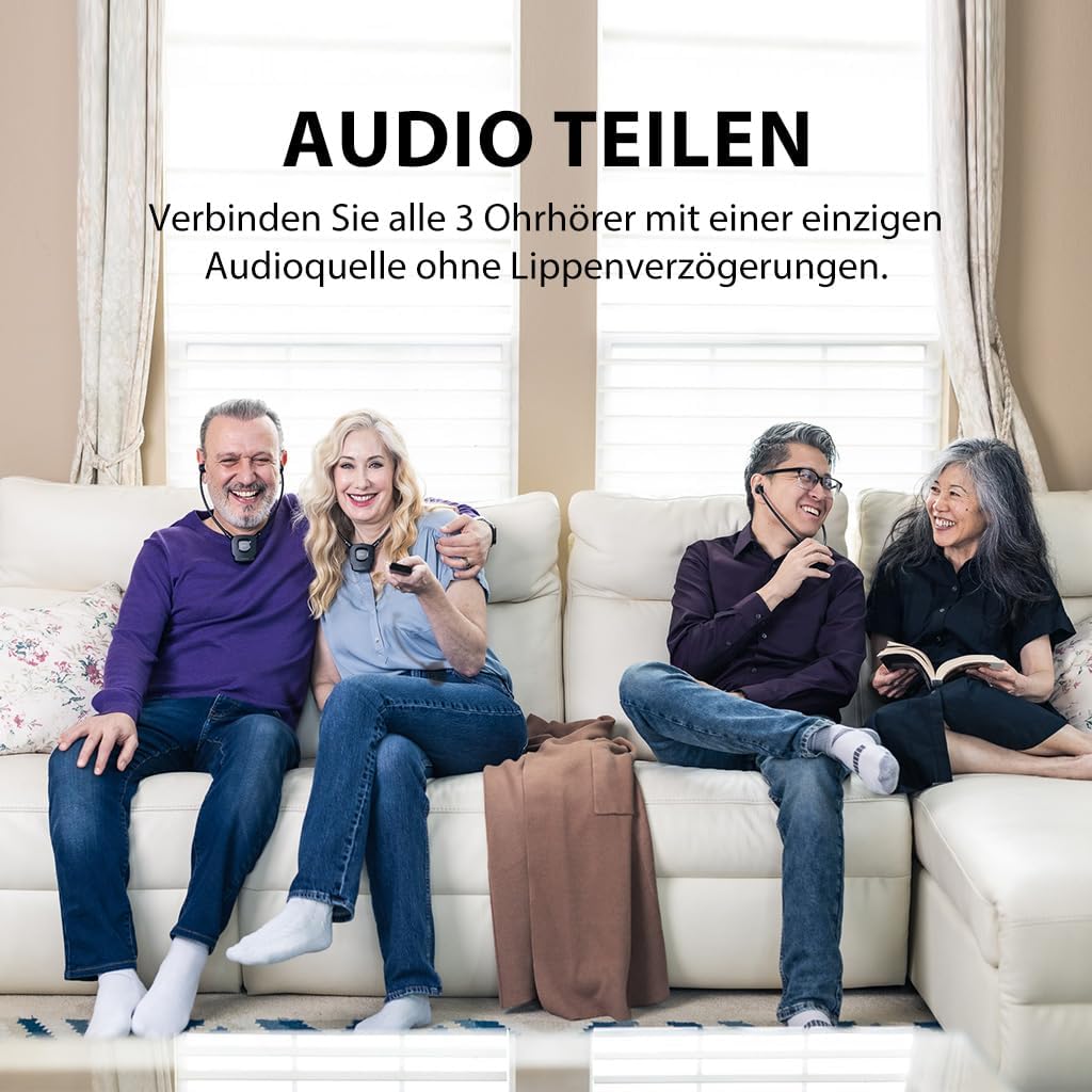 Avantree HT3831 – Kabellose TV Kopfhörer für Senioren &amp; Funkkopfhörer mit L/R Lautstärkeregelung, Um