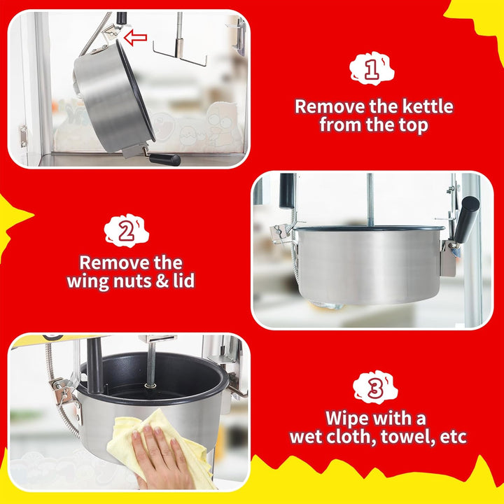 Popcornmaschine, 10 oz Kessel für 60 Tassen pro Ladung, 1300 W, Tisch-Popcornmaschine mit Popcornsch