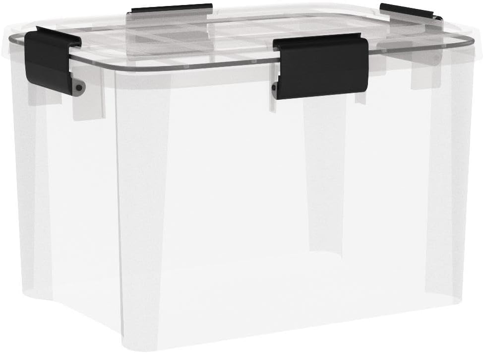 Iris Ohyama, 3er-Set luftdichte Aufbewahrungsboxen, 20 L, mit Clips, stapelbar, Garage, Keller, Dach