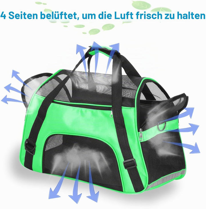 Haustier Reise Tragetasche für Katze Hund Kaninchen Hamster, Flugzeug Genehmigt Weich Seitlich Tragb