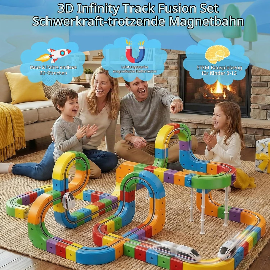 Electric Train Set, Cube Track Block Zug mit Flexibler Rennstrecke, Schwerkraft-Trotzende 3D-Eingebe
