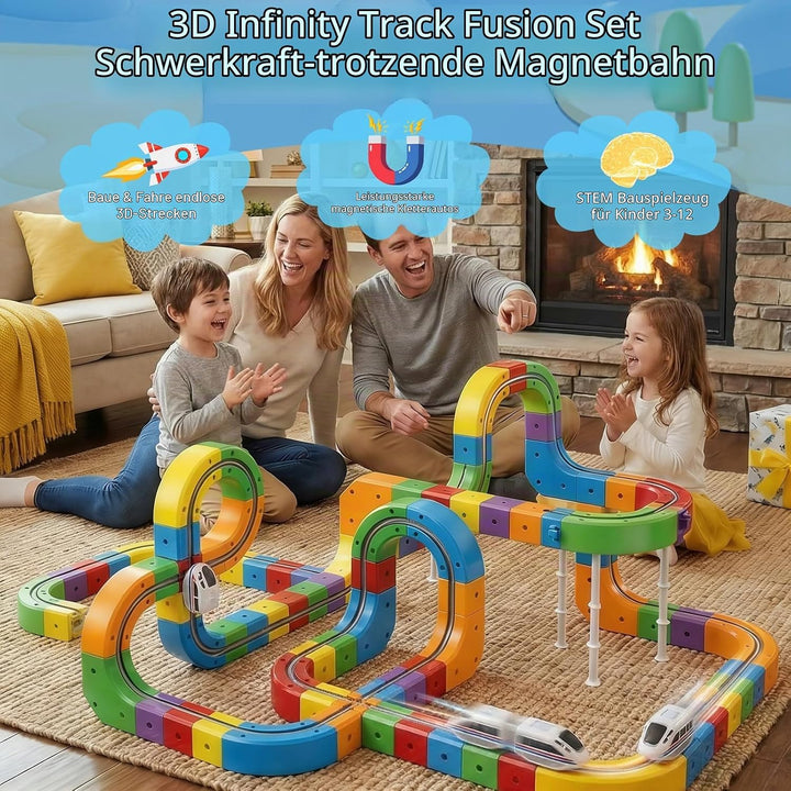 Electric Train Set, Cube Track Block Zug mit Flexibler Rennstrecke, Schwerkraft-Trotzende 3D-Eingebe
