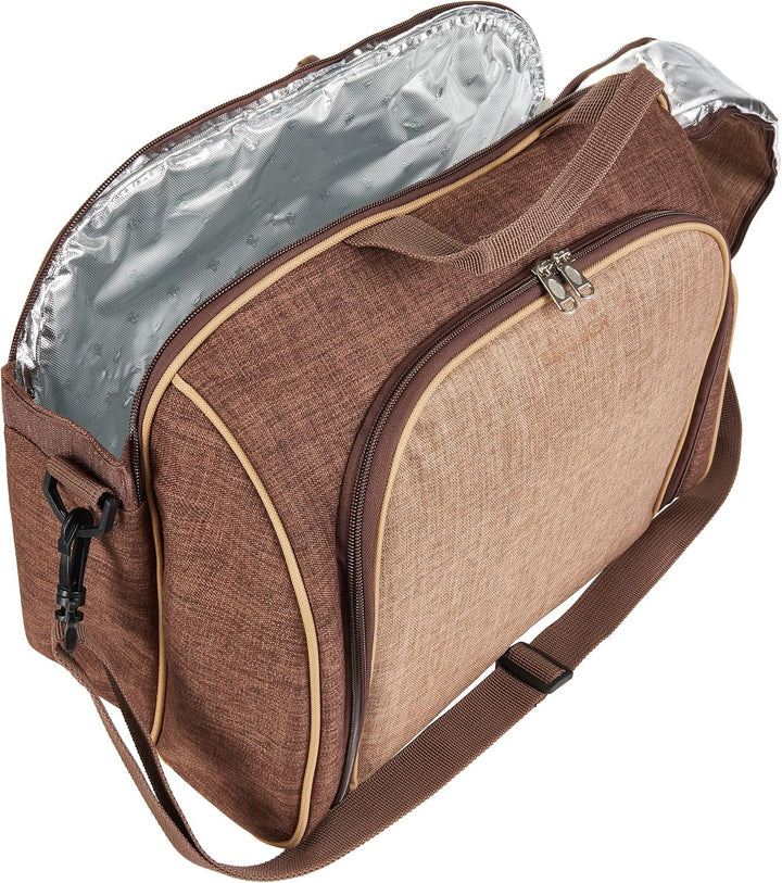 BRUBAKER Picknicktasche für 4 Personen mit Kühlfach - tragbar als Duffelbag oder Schultertasche - Br