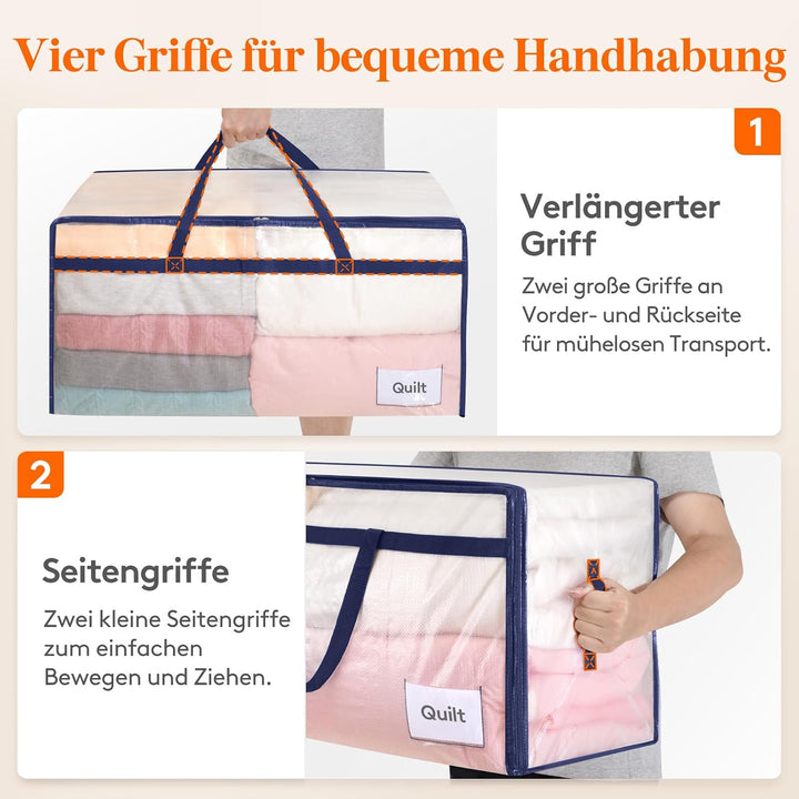 Lifewit 110L Aufbewahrungstasche mit Verstärkten Griffen, 4 Stück Umzugstaschen, Grosse Tasche mit R