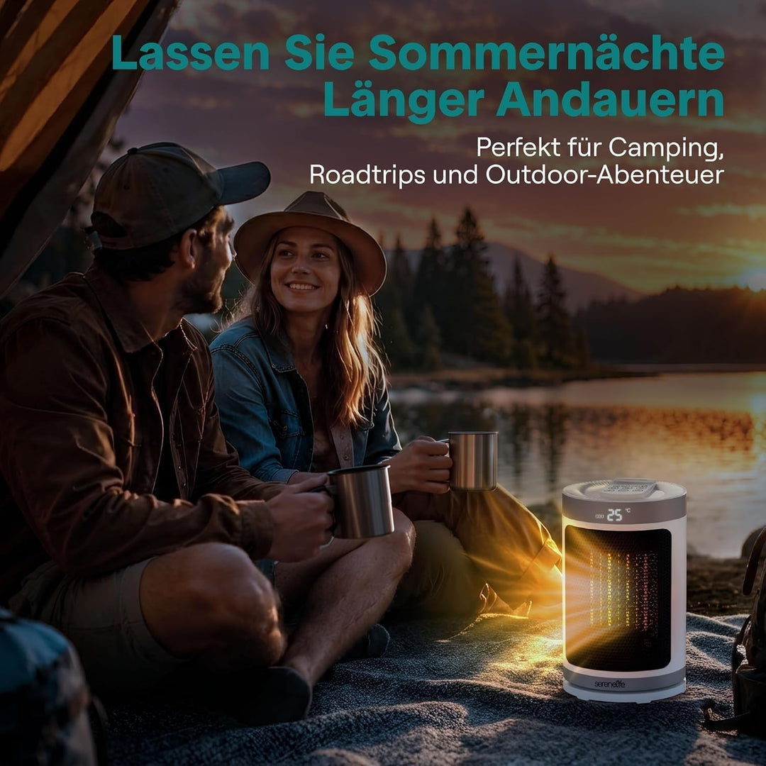 SereneLife Smart Heizlüfter 1500W PTC Keramik, Leise &amp; Energiesparend, WiFi Thermostat, Fernbedienun