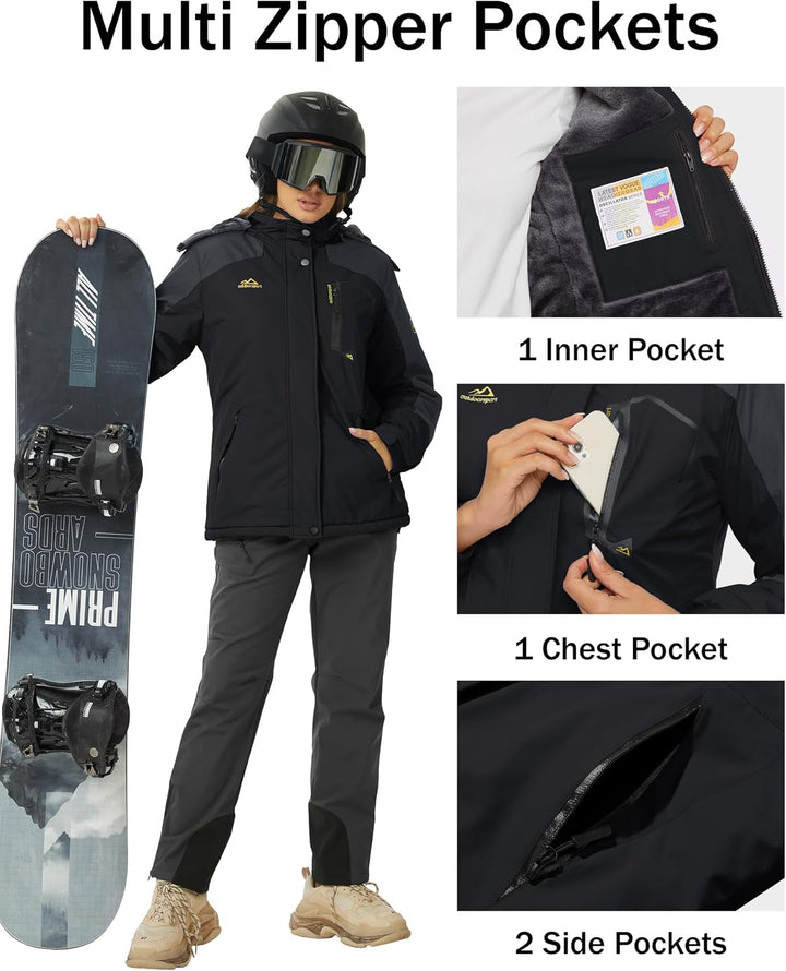 MAGCOMSEN Winterjacke Damen Softshell Funktionsjacke Wasserabweisende Outdoor Ski Jacke Fleece Windd