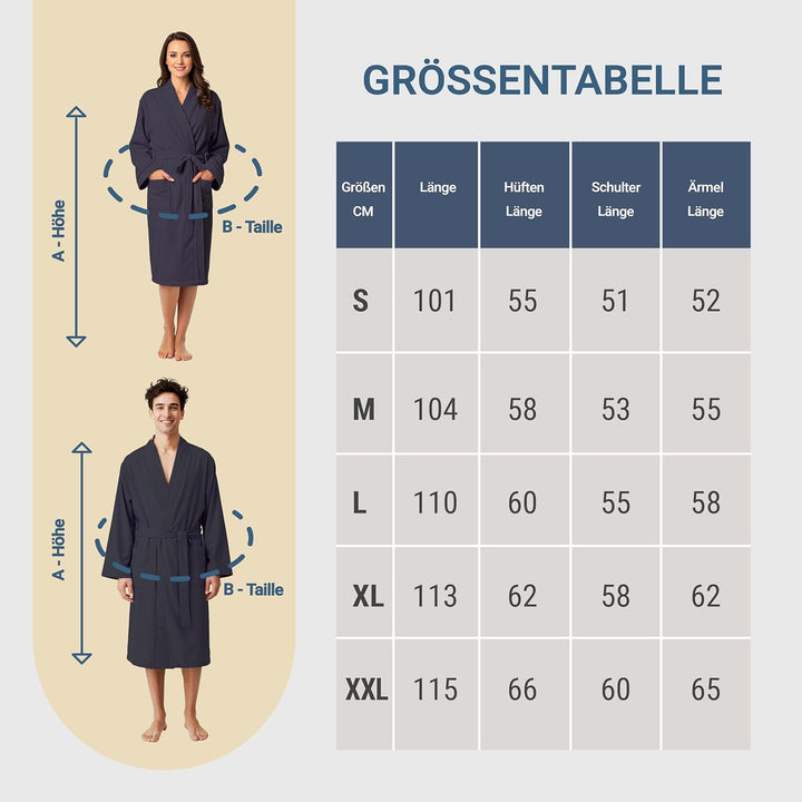 Dorian Home Bademantel aus Mikrofaser für Herren und Damen, Unisex, mit praktischen Taschen und Kapu