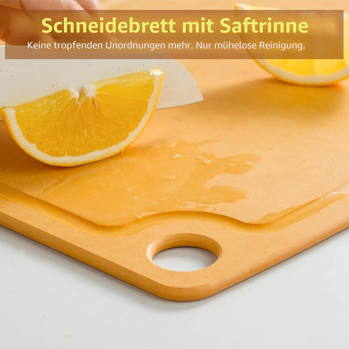 BESTCOOK Schneidebrett aus Holzfaser mit Saftrille, Spülmaschinenfest, Composite Schneidebrett fürdi
