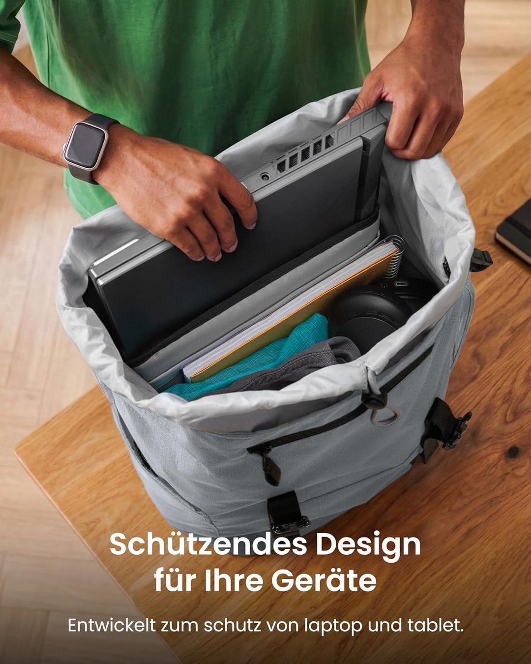 tomtoc Laptop Rucksack, 22L Vintage Tagesrucksack für 13-16 Zoll Laptops, Leicht & Wasserabweisend,