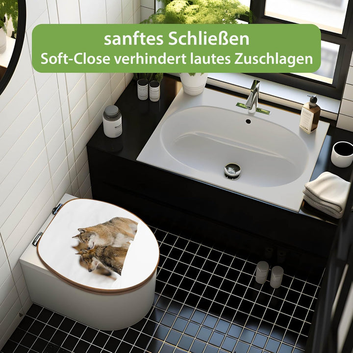 banjado Design WC Sitz Bambus Absenkautomatik 45,8x37,5cm - Toilettendeckel mit Absenkautomatik Holz