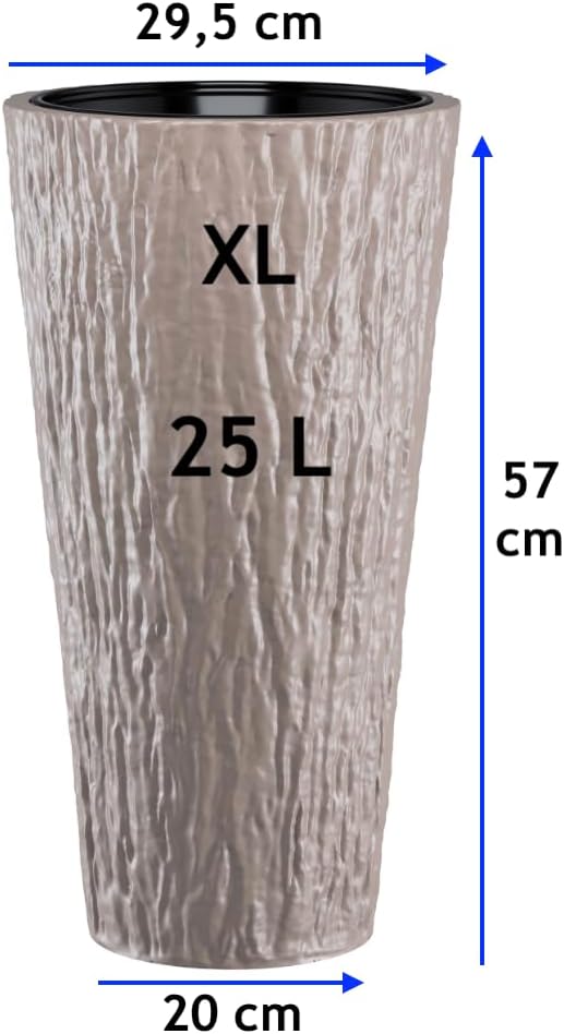MELTOM Blumenkübel Blumentopf Rund Slim Hoch 3D Effekt Dekorativ Pflanzkübel mit Herausnehmbaren Ein