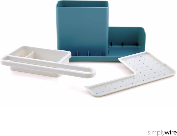 simplywire – Spülbecken-Caddy – Spülbecken-Organizer – Abnehmbare Auffangschale – Rutschfest – Blaug