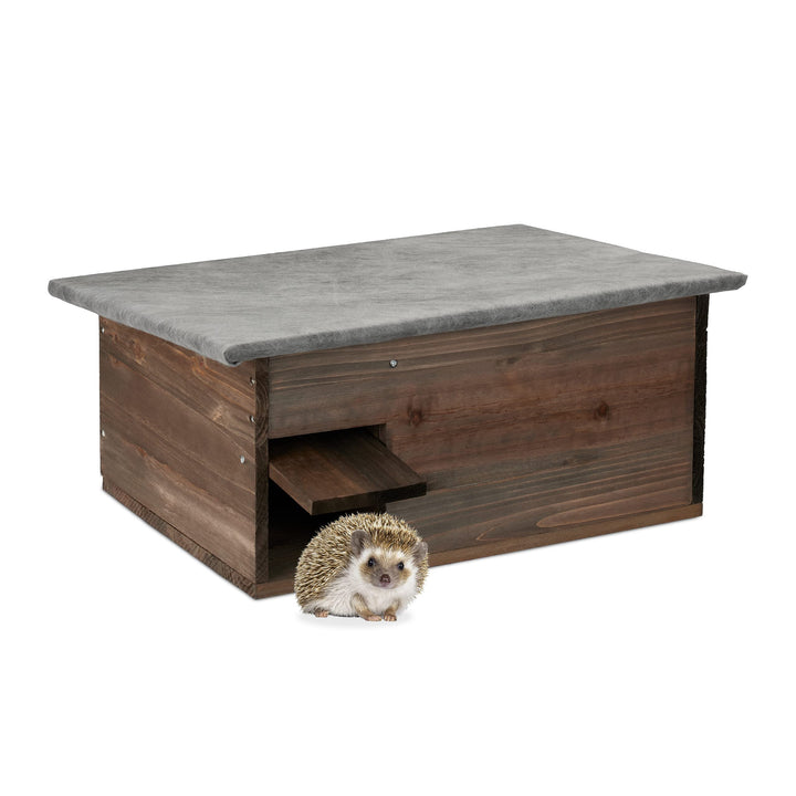 Relaxdays Igelhaus, Igelbau mit Boden, Rattenklappe & Labyrintheingang, Holz, Igelhütte, HxBxT: 20 x