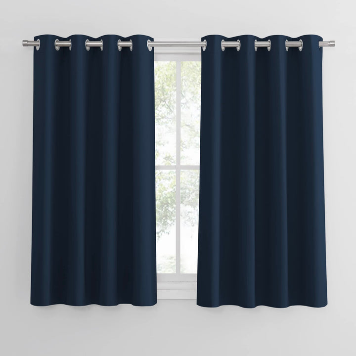 PONY DANCE Scheibengardinen für Kleine Fenster 2 Stücke H 114 x B 132 cm Kurzvorhang Dunkelblau Blic