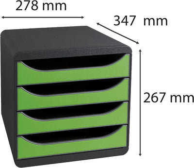 Exacompta 310795D Premium Ablagebox mit 4 Schubladen für DIN A4+ Dokumente. Belastbare Schubladenbox