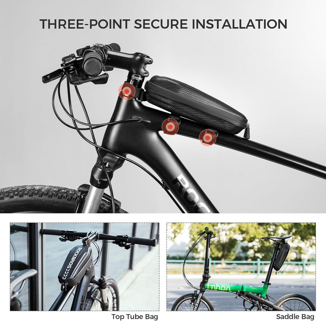 ROCKBROS Fahrrad Rahmentasche Wasserdicht Oberrohrtasche für MTB Rennrad Faltrad Schwarz L 1,5L / M