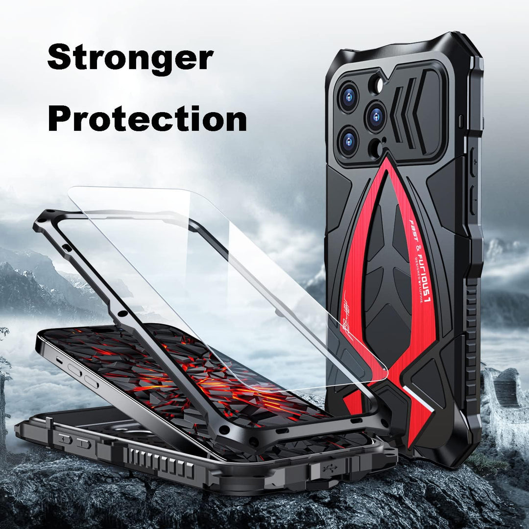 CeeEee Kompatibel mit iPhone 14 Pro Max Hülle 2022 360 Grad Outdoor Metall und Silikon Handyhülle fü