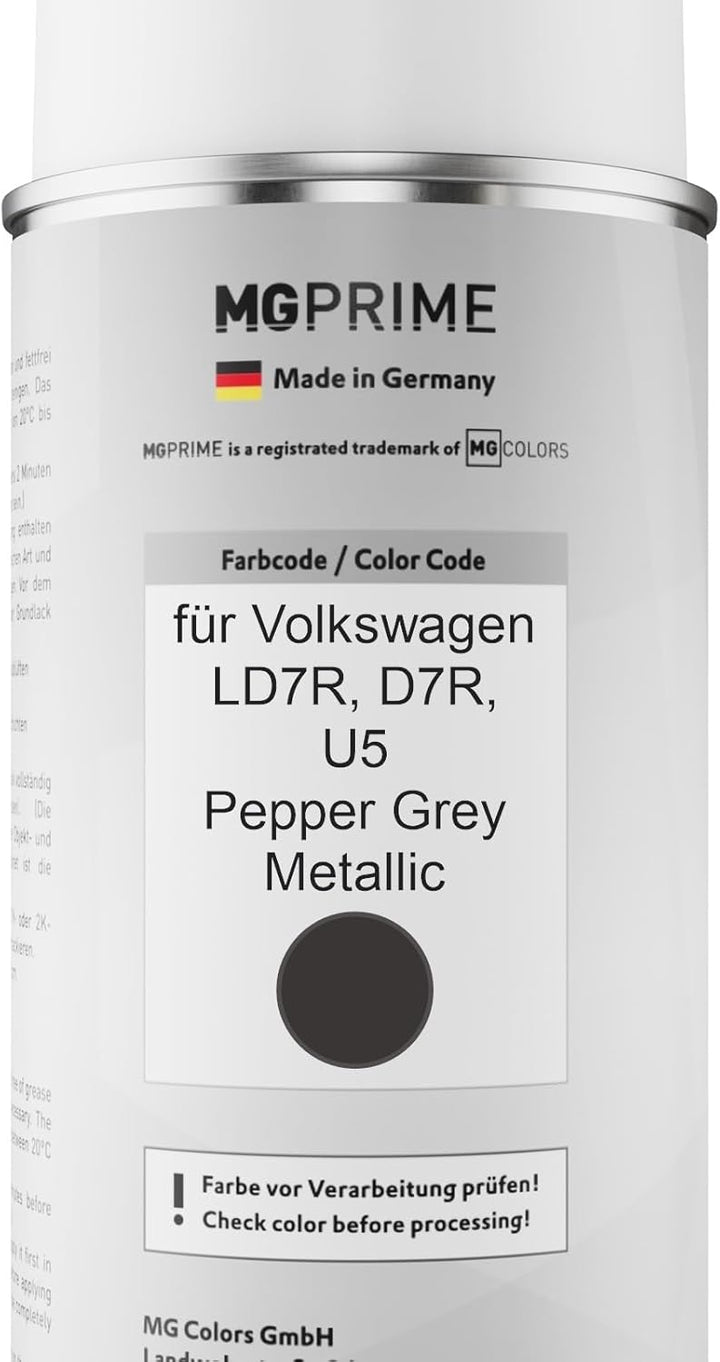 MG PRIME Autolack Sprühdosen Set für Volkswagen VW LD7R / D7R / U5 Pepper Grey Metallic Basislack Kl