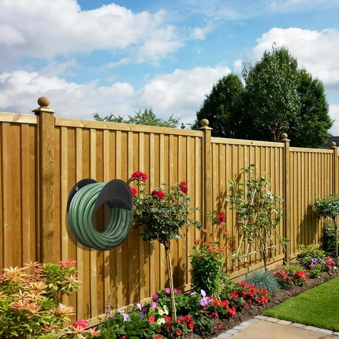 GARTOL Schlauchaufhänger aus Hartstahl, Wandhalterung, Gartenschlauchhalter, Autoschlauch und Kordel
