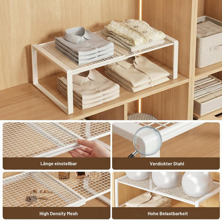 Verstellbare Regale für Schrank, Erweiterbares Einlegeböden Schrankregal, Einlegeböden für Schränke,
