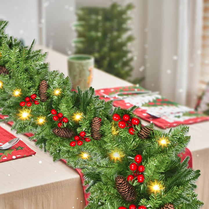 Tannengirlande mit Beleuchtung - 270cm Weihnachtsgirlande mit Beleuchtung 4m 30pcs Warmen LED Lichte