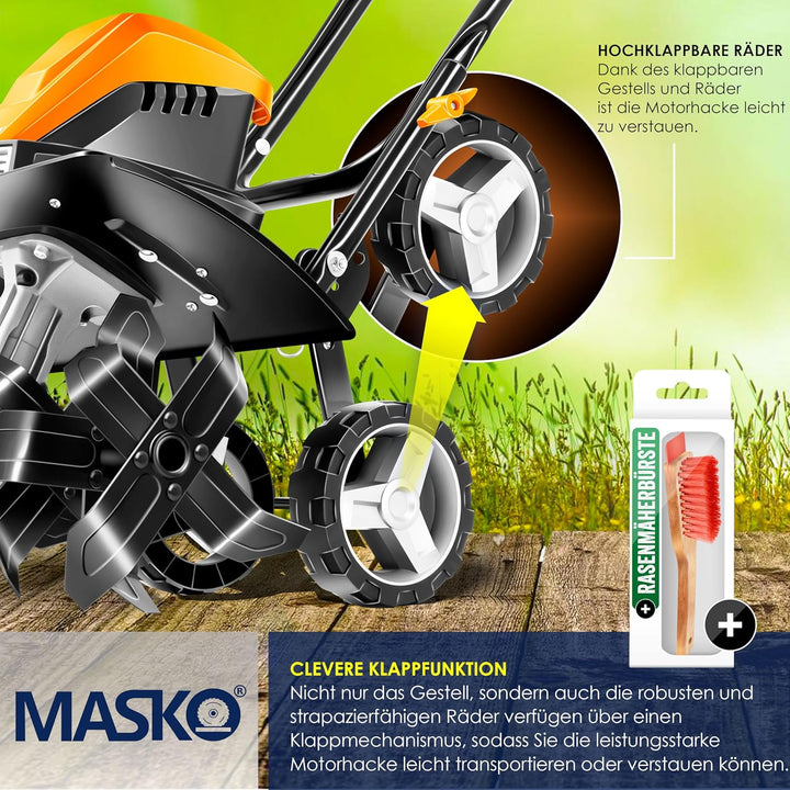 MASKO® elektrische Motorhacke 1500 Watt | 45cm Arbeitsbreite 20cm Arbeitstiefe | Bodenhacke | Ackerf