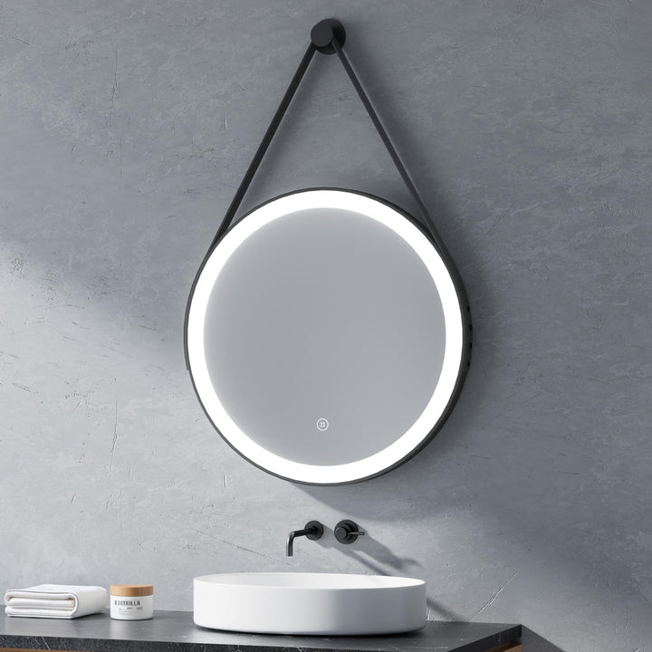 Heilmetz Badspiegel mit Beleuchtung Rund 60cm, LED Badezimmerspiegel mit Licht 6500K Kaltweiss, Dimm
