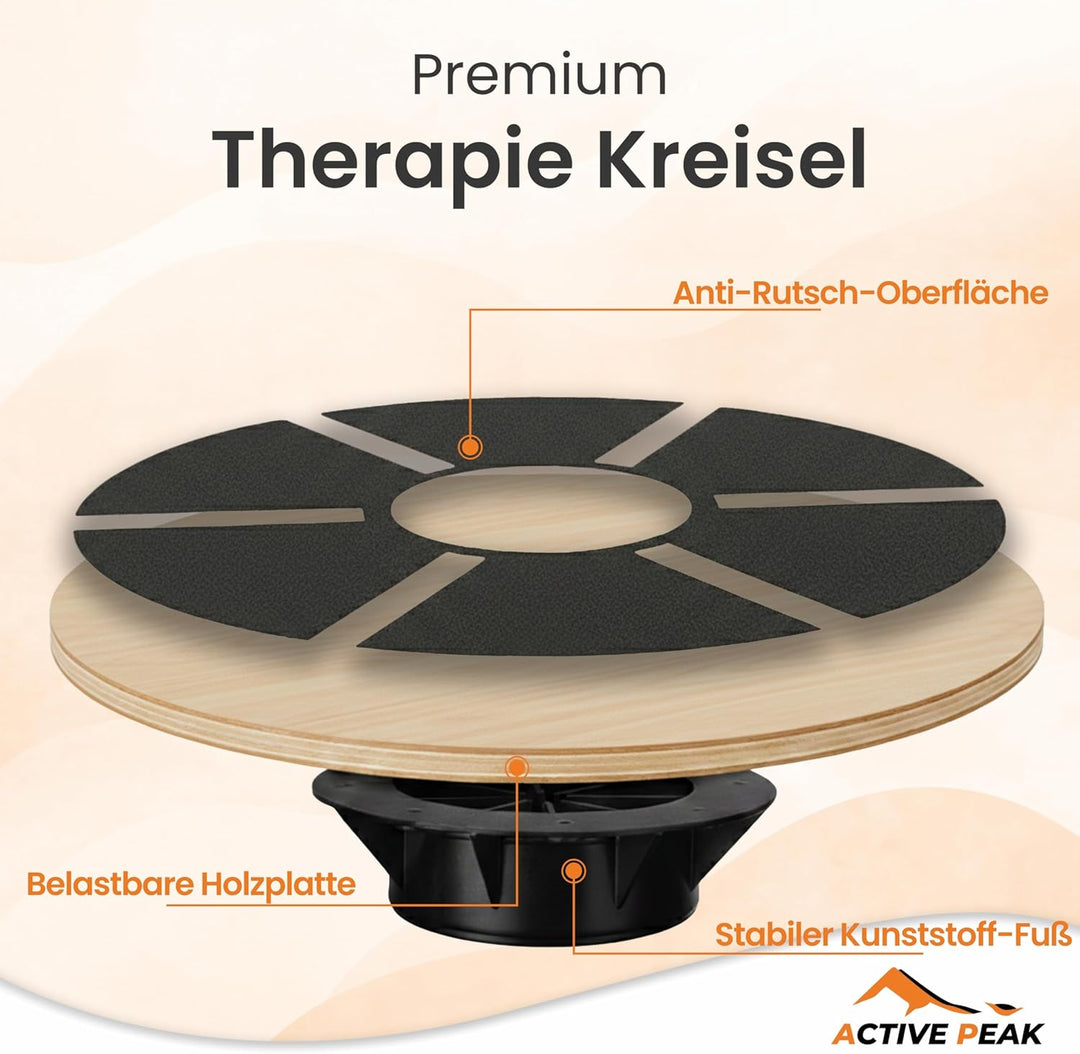 Balance Board Holz Ø 40 cm Wackelbrett Therapiekreisel für Gleichgewicht, Balancebrett Balance Train