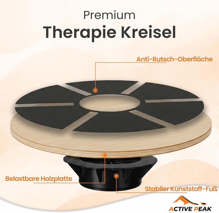 Balance Board Holz Ø 40 cm Wackelbrett Therapiekreisel für Gleichgewicht, Balancebrett Balance Train