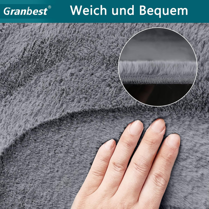 Granbest Luxus Verdicken Teppich Ähnlich Kaninchenfell Stilvolle Plüsch 1100GSM Teppich Anti-Rutsch
