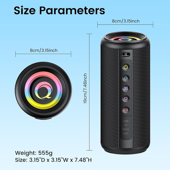 Bluetooth Lautsprecher, 2026 Musikbox Bluetooth 5.4 mit RGB Lichter, Tragbarer Lautsprecher Freispre