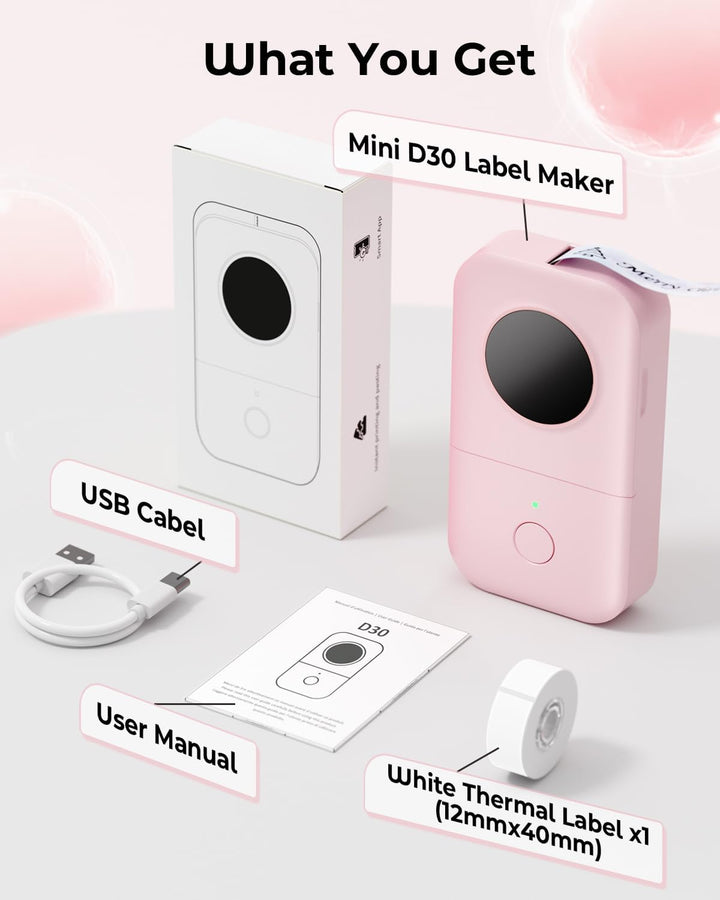 Phomemo D30 Etikettendrucker Aufkleberdrucker- Bluetooth Thermoetikettendrucker Entzückender Etikett