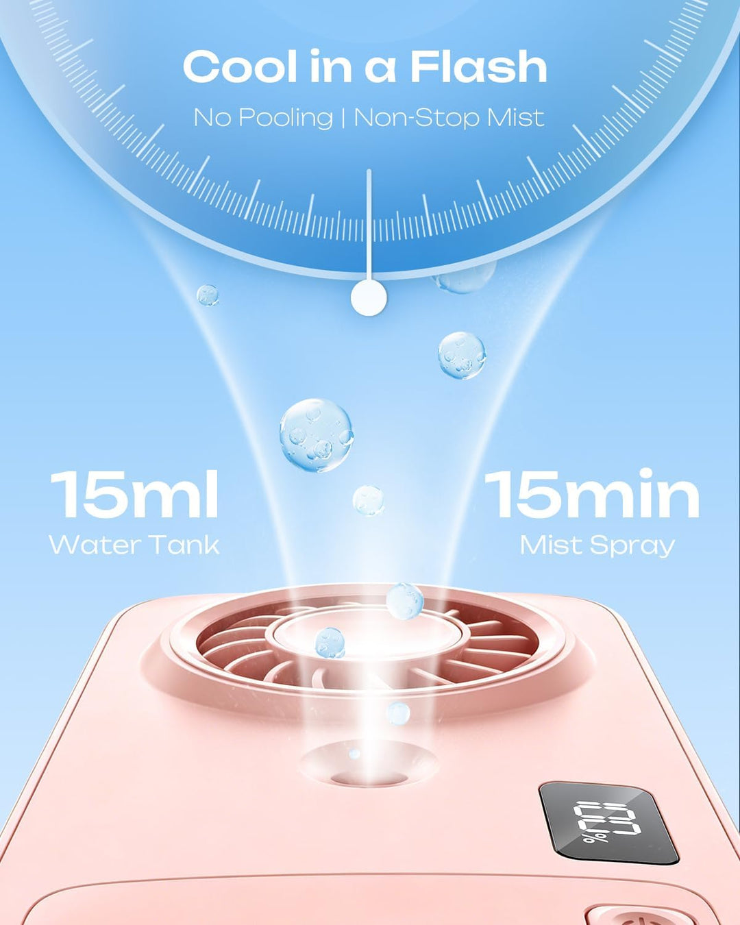 Otlonpe Handventilator Mit Wasserkühlung, 1200mAh Mini Hand Ventilator Akku Aufladbar Mit Wasser, 4