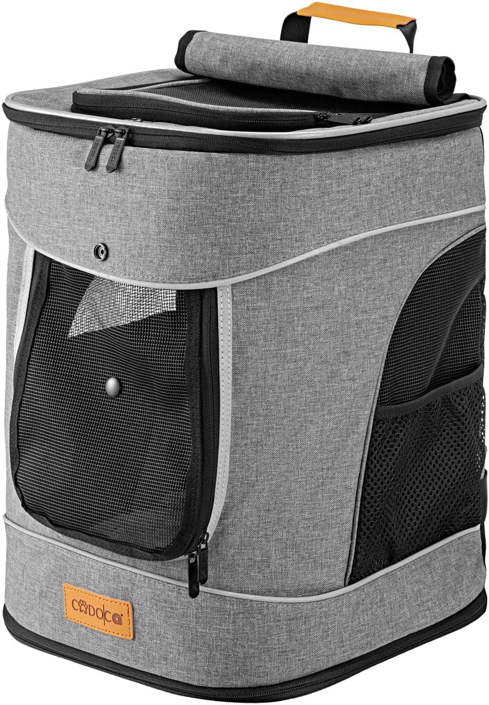 CADOCA® Haustierrucksack bis 12 kg verstellbare Gurte faltbar Kurzleine Haustier Tragetasche Katze H
